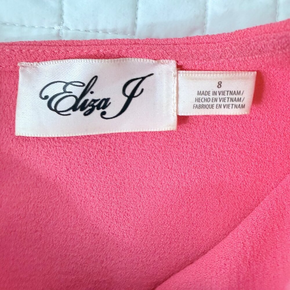 Eliza J Pink Short-Sleeve Sheath Dress Size 8 Polyester/Spandex Back Zipper - Picture 4 of 6